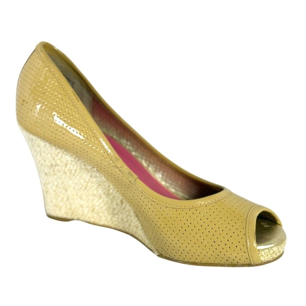LIllie Pulitzer patent leather perforated peep toe size 9 espadrilles wedge